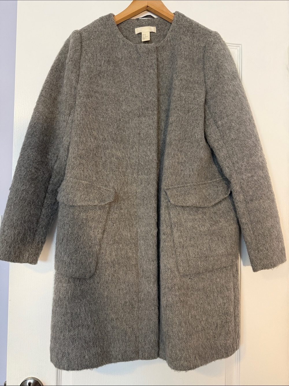H&M Gray Wool‑Blend Short Coat with Zipper – Size 12